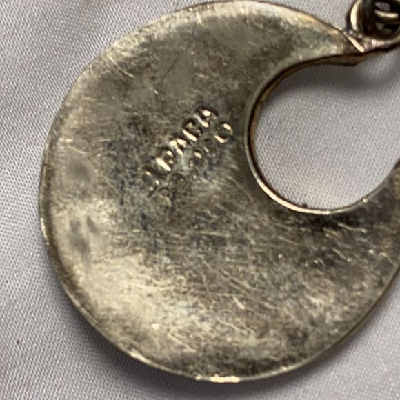 Genuine Lapis & mother of  Signed Alpoco Mexico Silver Mosaic  Flower Earrings - Picture 7 of 11